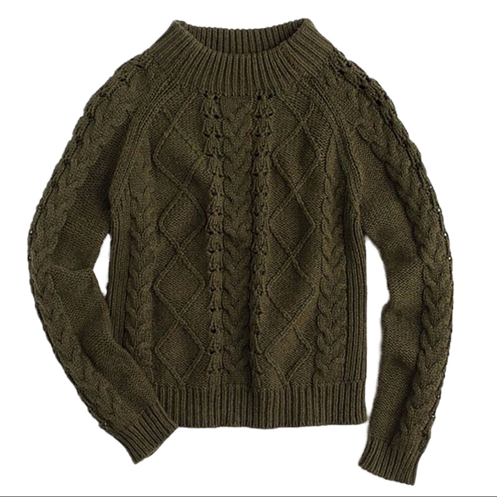 J.Crew Wide Mockneck Cable Knit Sweater